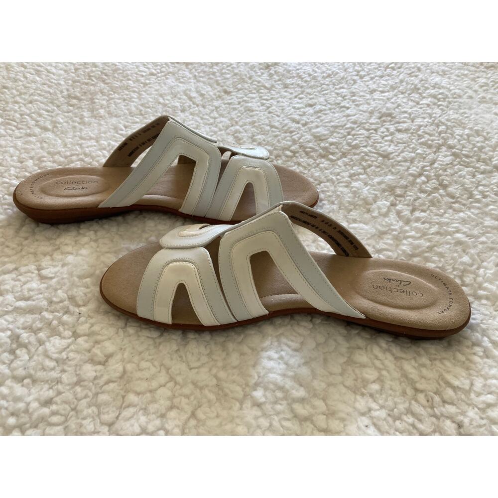 Clark's Collection Ada Lilah women's multi strap slide white sandals, size 9M - Picture 7 of 8
